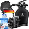 KESSER® Sandfilteranlage Sandfilter + 800g Filterbälle ersetzen 25kg Filtersand 7-Wege Ventil mit Druckanzeige Poolfilter 10 m³/h Filteranlage Filterkessel für Pool Schwimmbecken 10.200 L/h Schwarz Bild 1