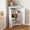 Eckschrank,Lack Feuchtigkeitsschutz, 2 Einlegeböden 3 Ebenen, Kippschutz, platzsparend für Bad Küche Wohnzimmer,Weiß Bild 2
