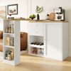 Bartisch aus MDF, drehbar mit 4 Schubladen & offenen Regalen, 138x39x104 cm, Weiß Bild 3
