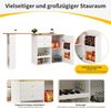 Bartisch aus MDF, drehbar mit 4 Schubladen & offenen Regalen, 138x39x104 cm, Weiß Bild 5