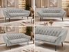Sofa, Wohnzimmersofa PIRS 3, Skandinavisches Sofa 3-Sitzer, Sofa mit Wellenfederung, schwarze Füße, Breite 180 cm Hoher Sitzkomfort - Hellgrau Velvet Bild 2