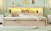 Bett 140x200 cm mit Ausziehfunktion, LED-Beleuchtung und Stauraum – platzsparendes Daybett in Natur Bild 4