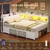 MSMASK Daybett Tagesbett Schlafsofa mit LED-Beleuchtung & Ladestation, Jugendbett mit 6 Staufächern und 6 Schubladen – Liegefläche 140x200 cm Bild 4