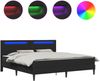 vidaXL Bettrahmen mit LED-Lichtleisten Schwarz 180 x 200 cm Kunstleder 3415286 Bild 2
