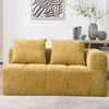 Sofa 158 x 90 x 60 cm Gelb aus Chenille mit Chaise-Lounge, Seitentaschen, Kissen und weicher Polsterung Bild 4