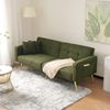 Elegantes Schlafsofa mit Lammwollstoff, verstellbarer Rückenlehne, Holzrahmen, Seitentaschen und goldenen Beinen,Antikgrün Bild 2