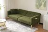 Elegantes Schlafsofa mit Lammwollstoff, verstellbarer Rückenlehne, Holzrahmen, Seitentaschen und goldenen Beinen,Antikgrün Bild 4