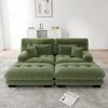 Ecksofa 81cm×220cm×145cm aus Chenille in Grün – modulares Wohnzimmersofa mit Ottomans und Kissen Bild 2