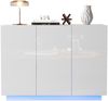 MODFU Sideboard Esszimmerschrank Hochglanz offen und geschlossen (Buffetschrank, Küchenmöbel, Anrichte, Wohnzimmerschrank, 1 St, 3 Türen), mit LED-Licht Bild 5