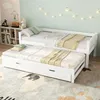 Einzelbett mit Gästebett, Lattenrost und 2 Schubladen, 90x200 cm, Massivholzbett, Jugendbett, Kinderbett Bild 2