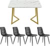 Esszimmer-Set 5-teilig Rechteck Tisch 117cm×68cm,4 grau Samtstühle Metallbeine moderner Küchentisch Bild 3