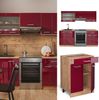 Küchenzeile R-Line Rot Hochglanz/Goldkraft Eiche 200 cm , AP Marmor Vicco Bild 2