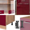 Küchenzeile R-Line Rot Hochglanz/Goldkraft Eiche 200 cm , AP Marmor Vicco Bild 5