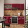 Küchenzeile R-Line Rot Hochglanz/Goldkraft Eiche 200 cm , AP Marmor Vicco Bild 4