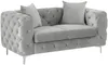 Vente-unique - EDWINA Sofa SamtStoff Grau - B 91 cm x H 76 cm x L 162 cm Bild 3
