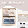 HENNEZ Badezimmerregal 2 Fächer | Bambusregal mit Ablage und 2 Körben | Badregal mit Schubladenboxen | Standregal – ideal als Kommode & Wäschesammler | Wäschesortierer mit Stoff Schubladen | Holzregal Bild 4