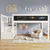 Flieks Kinderbett, Massivholz Hochbett mit Tafel und Stauraumtreppe 90x200cm Bild 1
