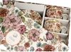 DUO FLORAL 6er-Set Tassen 220 ml PASTEL FLOWERS mit Untertassen, New Bone China Porzellan Bild 3