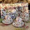 DUO FLORAL 6er-Set Tassen 220 ml PASTEL FLOWERS mit Untertassen, New Bone China Porzellan Bild 4
