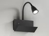 LED Schwanenhals Leselampe Schwarz mit Ablage & USB-Ladefunktion, B. 23cm Bild 3