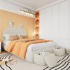 TavilaEcon Boxspringbett Polsterbett mit einstellbarer Helligkeit warmfarbenen Lichtstreifen, Stauraum unter dem Bett, zwei Aufbewahrungshockern, 140×200cm Bild 2