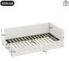 Daybett, 90*200cm Tagesbett, Schlafsofa, Bett mit Lattenrost ohne Matratze, mit LED-Lichtleiste, mit hydraulischem Hebemechanismus, USB-Anschluss, Typ-C, Komfortmaterial, Vliesimitat, Weiß Bild 3