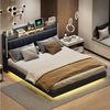 Flieks Polsterbett, LED Schwebebett Doppelbett 160x200cm mit USB-Aufladen und Stauraum Bild 3