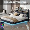 Flieks Polsterbett, LED Schwebebett Doppelbett 160x200cm mit USB-Aufladen und Stauraum Bild 4