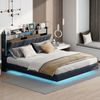 Flieks Polsterbett, LED Schwebebett Doppelbett 160x200cm mit USB-Aufladen und Stauraum Bild 2