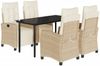 vidaXL 5-tlg. Garten-Essgruppe mit Kissen Beige Poly Rattan 3213011 Bild 2