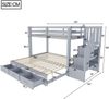Merax Etagenbett, Jugendbett, Holzbett, 90 x 200 cm, Ausziehbett 90/180*190cm, mit Stauraumleiter mit mehreren Schubladen, Ausziehbettfunktion, Grau Bild 4