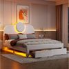 PXloue Polsterbett Kinderbett Jugendbett (Kopfteil hochstellbar), Doppelbett,Cloud-Kopfteil,mit LED-Beleuchtung und Lattenrost,140x200cm Bild 5