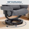 M MCombo Relaxsessel mit Liegefunktion, Lesesessel, 360° Drehbarer Fernsehsessel mit Hocker, mit Verstellbares Kopfkissen, Lendenkissen & Seitentasche, 9046 (Grau) Bild 5