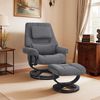 M MCombo Relaxsessel mit Liegefunktion, Lesesessel, 360° Drehbarer Fernsehsessel mit Hocker, mit Verstellbares Kopfkissen, Lendenkissen & Seitentasche, 9046 (Grau) Bild 2