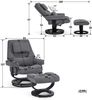 M MCombo Relaxsessel mit Liegefunktion, Lesesessel, 360° Drehbarer Fernsehsessel mit Hocker, mit Verstellbares Kopfkissen, Lendenkissen & Seitentasche, 9046 (Grau) Bild 3