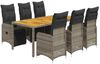 vidaXL 7-tlg. Garten-Bistro-Set mit Kissen Grau Poly Rattan 3277161 Bild 2