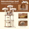 168cm Holz Kratzbaum mit Höhle & Leiter & Matten & Bällen & Hängematte Katzenkratzbaum Bild 4