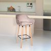 CLP 2er Set Barhocker Grant Samtbezug Gestell aus Buchenholz bis 150 kg,hellgrau Bild 3