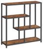 Vasagle Bücherregal, mit 4 Ablagen, Holzspanplatte, Stahl, vintagebraun-tintenschwarz, 30 x 100 x 103 cm Bild 2