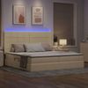 vidaXL LED-Speicherbett mit Matratze Creme 200 x 200 cm Stoff 3372442 Bild 5