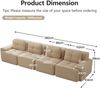 Flieks 4-Sitzer Sofa, Modular Schlafsofa, Tiefsofa mit 4 Kissen, Cord, Beige Bild 4
