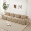 Flieks 4-Sitzer Sofa, Modular Schlafsofa, Tiefsofa mit 4 Kissen, Cord, Beige Bild 3