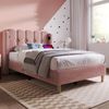 Polsterbett 90×200 cm mit USB-C, Lattenrost und Matratze, rosa Samt Bild 2