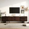 REDOM TV-Schrank Passendes Lowboard für TV-Geräte bis zu 75 Zoll (Packung, 1-St, In Dunkelwalnuss, 180x45x40 cm, mit 2 Schubladen & Türen) Stabiles und schlichtes Möbelstück für die Medienwand Bild 5