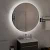 vidaXL Badezimmerschrank mit Rundem Spiegel & LED Weiß 54x54x17,5 cm 345587 Bild 3