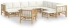 vidaXL 12-tlg. Garten-Lounge-Set mit Cremeweißen Kissen Bambus 3155194 Bild 2