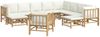 vidaXL 12-tlg. Garten-Lounge-Set mit Cremeweißen Kissen Bambus 3155194 Bild 3