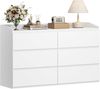 Kommode, Kommode mit 6 Schubladen, Seitenschrank mit Arbeitsfläche, Spind mit oberem Geländer, Moderner Stil, Geeignet für Wohnzimmer und Schlafzimmer, 40 x 138 x 84 cm, Weiß Bild 2