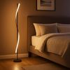 LED Stehleuchte, schwarz, Holzoptik, H 150,7 cm Bild 3