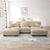 Ecksofa aus Chenille in Hellkaffee, modular mit Ottomane, tiefer Sitz und weichen Rundarmlehnen,313x145x81 cm Bild 3